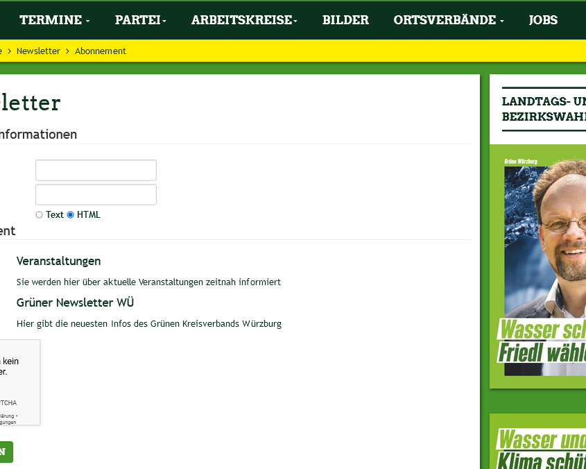 Grüne Würzburg - Newsletter