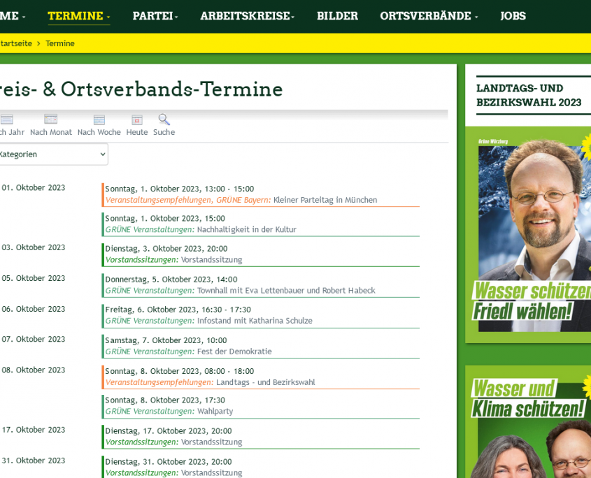 Grüne Würzburg - Termine