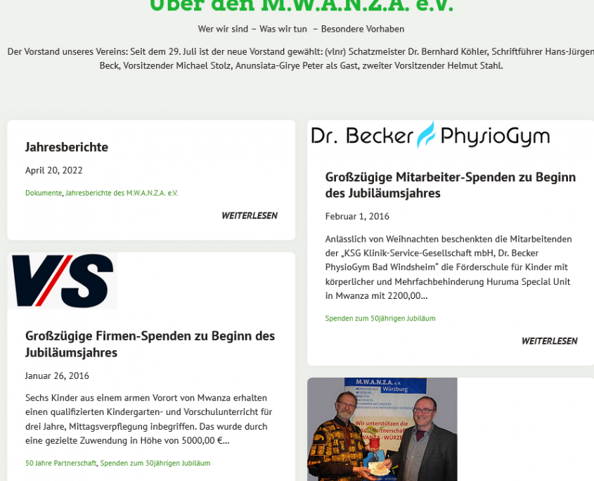 Mwanza - Jahresberichte