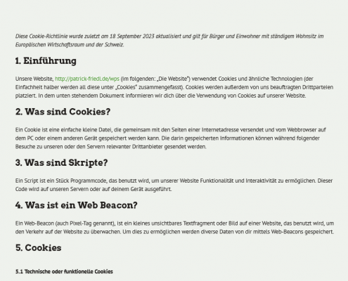 Patrick - Cookie-Richtlinie (EU)